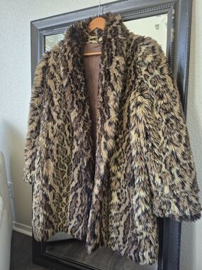 90s Vintage CONTEMPO CASUALS Leopard Faux Fur Coat
